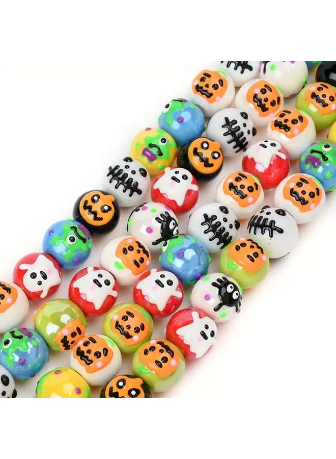 خرز زجاجي لهالوين يقطين يدوي مرسوم باليد خفاش عنكبوت ديكور حرف يدوية - Image 4