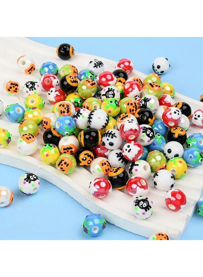 خرز زجاجي لهالوين يقطين يدوي مرسوم باليد خفاش عنكبوت ديكور حرف يدوية - Image 3