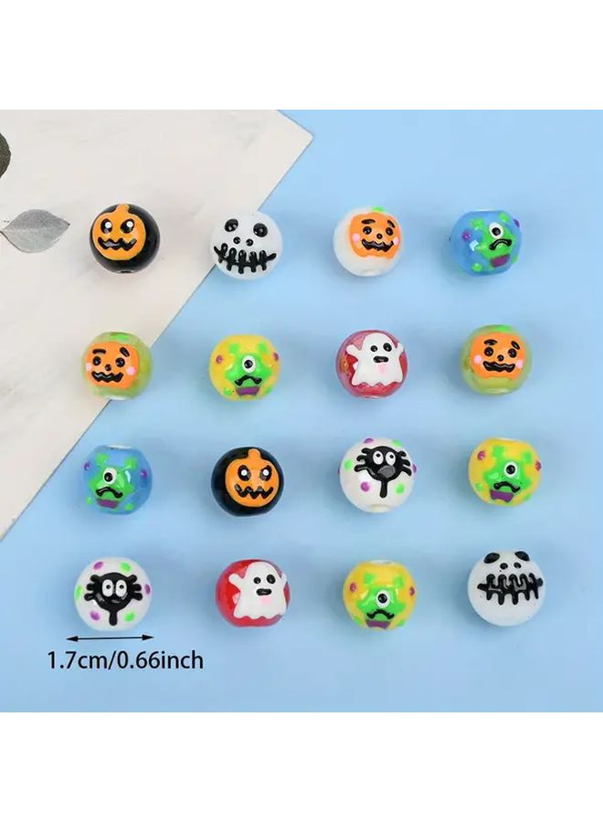 خرز زجاجي لهالوين يقطين يدوي مرسوم باليد خفاش عنكبوت ديكور حرف يدوية - Image 5