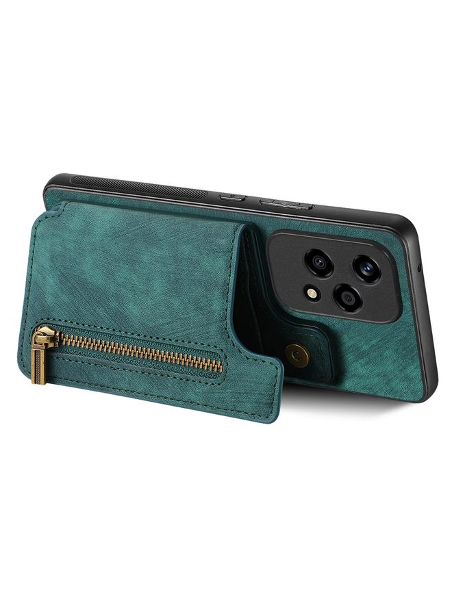 Green Tiger Case For Honor X40i Retro Leather Zipper Wallet Back Phone Case - Image 3