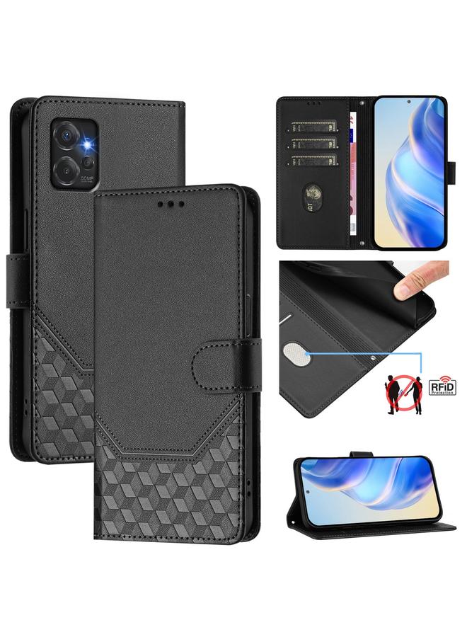 اس-توب جراب لهاتف Motorola Moto G Power 2023 5G جراب هاتف جلدي بنقش قرص العسل بتقنية RFID - Image 1