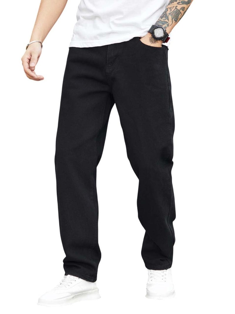KOTTY Men's Solid Regular Fit Mid Distressed Fashionable Trendy Denim Jeans(Black,32) - Image 1