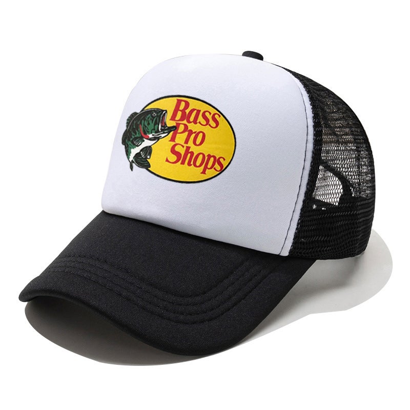 Bass Pro Shops Trucker Cap Outdoor Sun Protection Black and White 