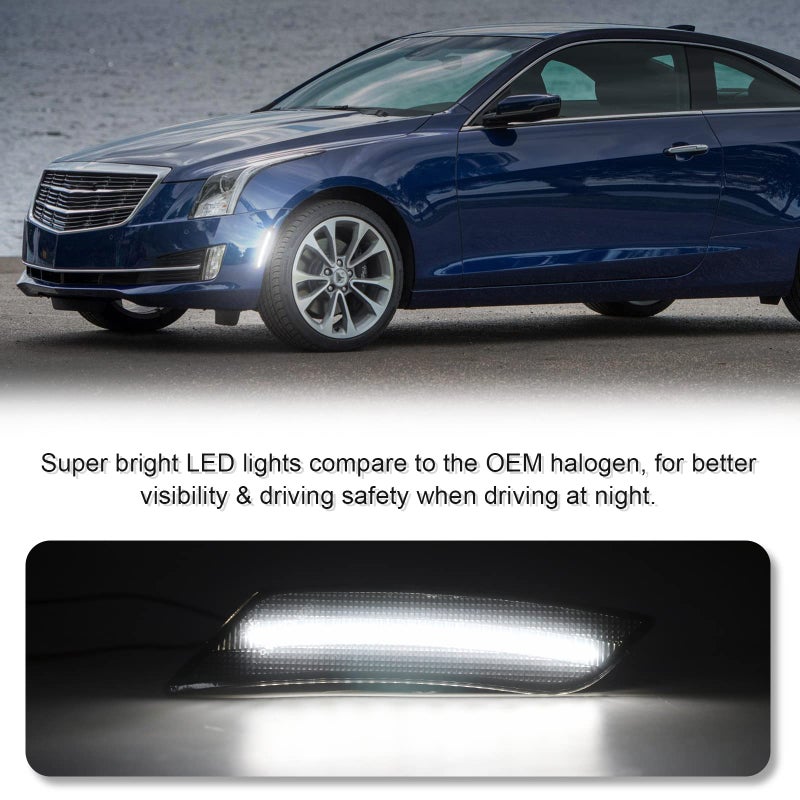 SHINEFIT LED Side Marker Lights Smoked Lens Compatible with ATS 2013-2014/ XT5 2017-2024, Front Bumper White LED Sidemarker Lamp - Image 2