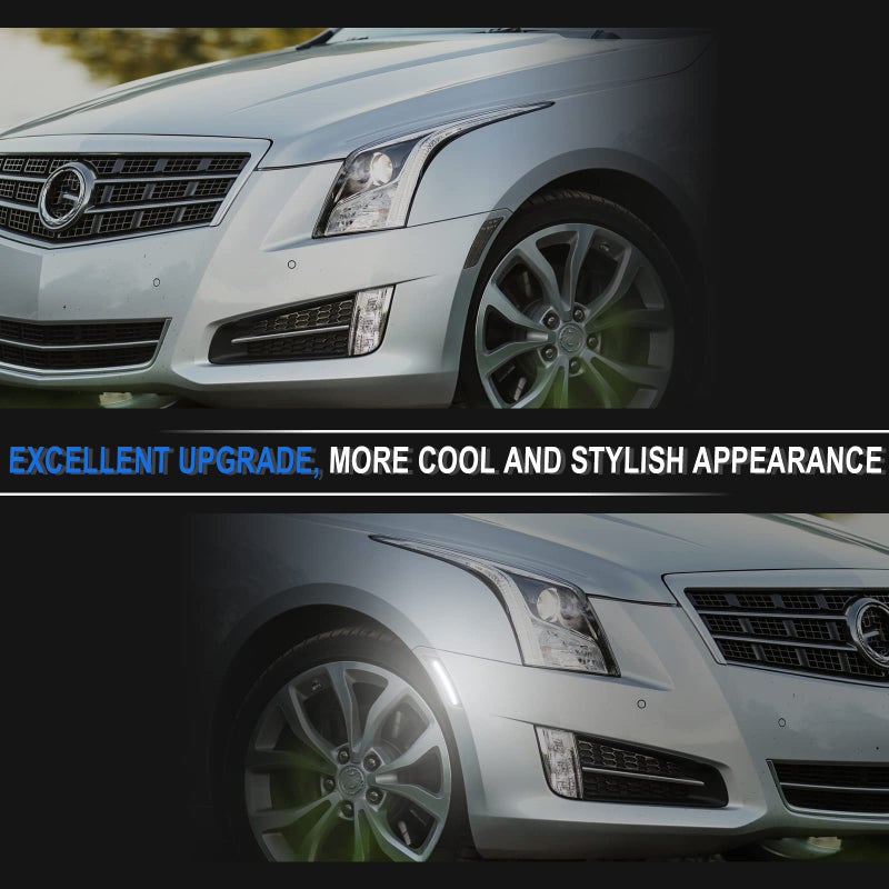 SHINEFIT LED Side Marker Lights Smoked Lens Compatible with ATS 2013-2014/ XT5 2017-2024, Front Bumper White LED Sidemarker Lamp - Image 3