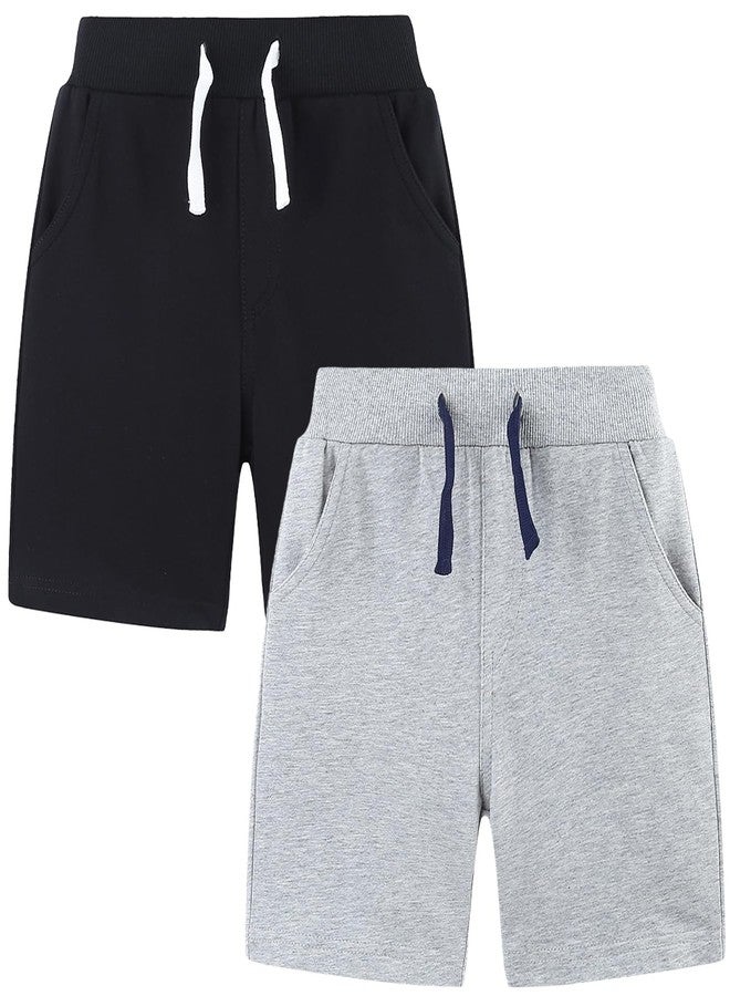 Bumeex Toddler Boys Shorts Clothes 2-Pack Basic Short Summer Cotton Casual Pants Jogger Playwear Clothing Outfits Black Grey 5t - Image 1