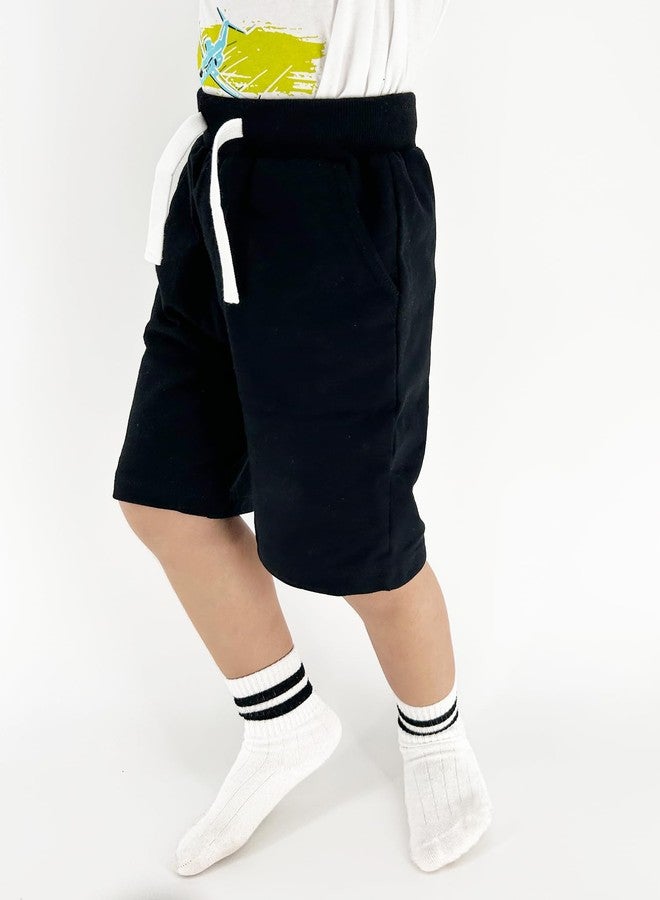 Bumeex Toddler Boys Shorts Clothes 2-Pack Basic Short Summer Cotton Casual Pants Jogger Playwear Clothing Outfits Black Grey 5t - Image 3