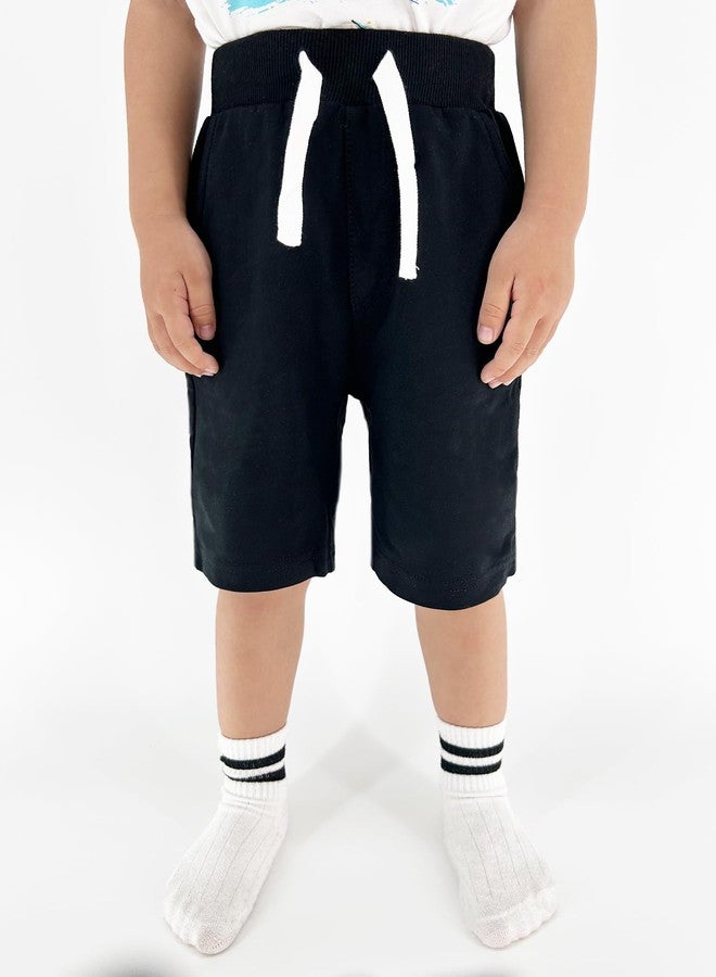 Bumeex Toddler Boys Shorts Clothes 2-Pack Basic Short Summer Cotton Casual Pants Jogger Playwear Clothing Outfits Black Grey 5t - Image 2