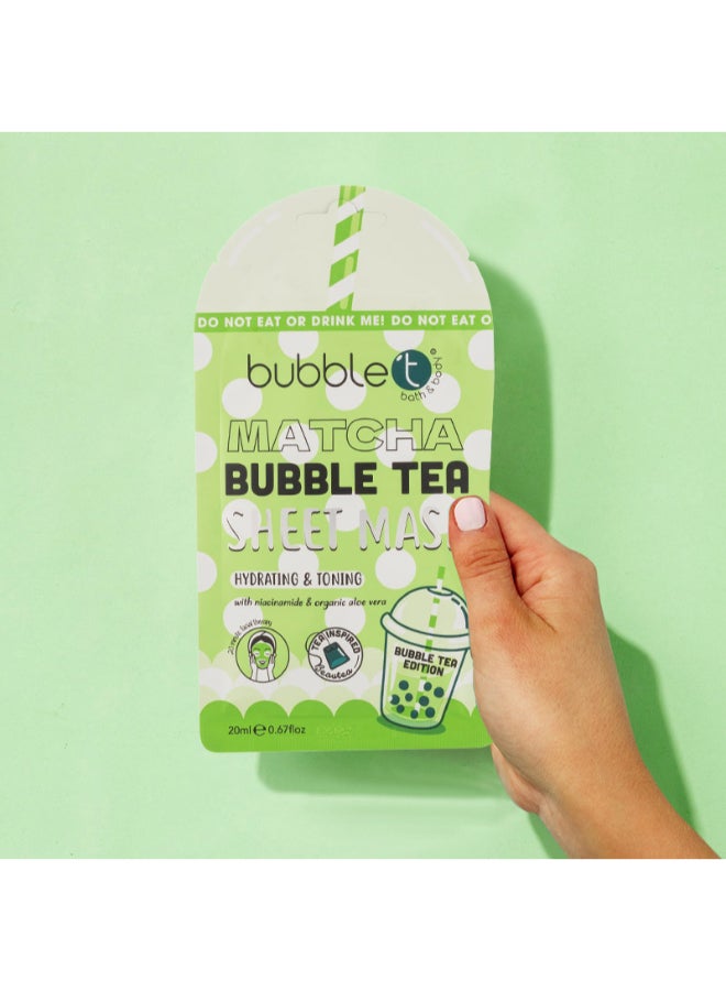 Bubble T Purifying Matcha Face Sheet Mask with Aloe Vera & Niacinamide - Detoxifies & Balances Oily Skin, Minimizes the Appearance of Pores (20 ml) - Image 2
