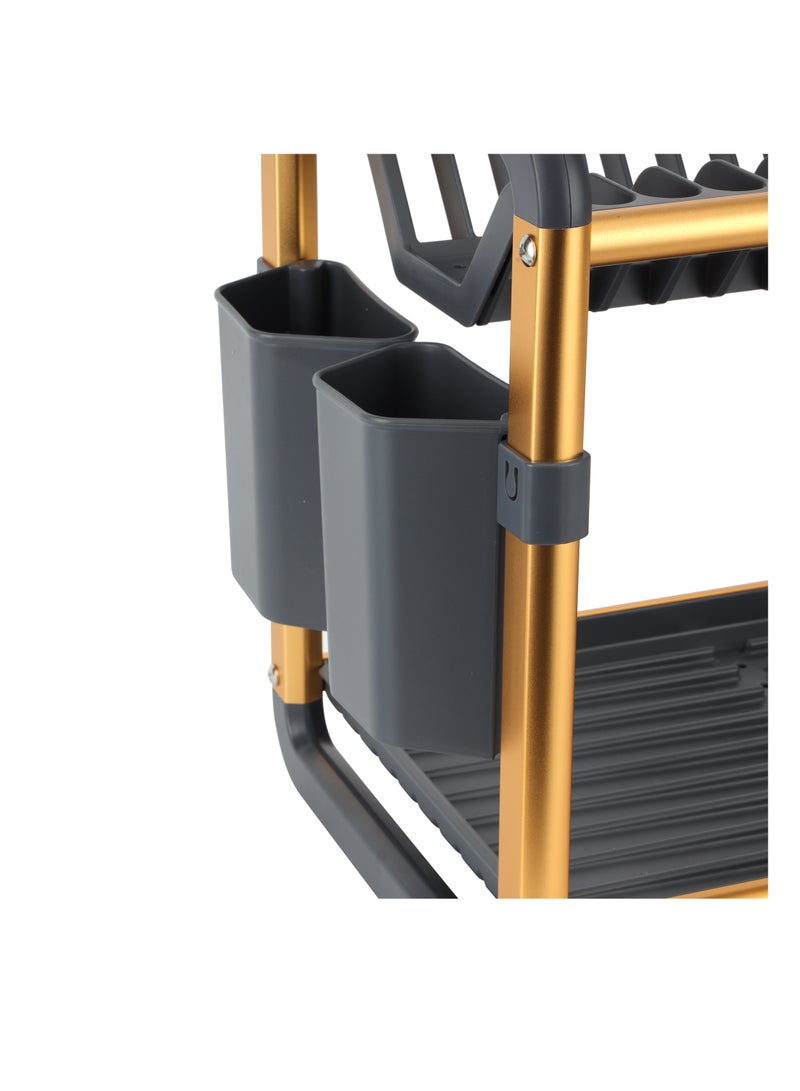 Royalford Dish Rack- RF12587/ 2 Layers, Organizer for Kitchen to Keep Plates, Bowls, Quarter Plate, Cutlery, Cups, etc., Holds 16 Plate/ Aluminum Drying Stand with Drainer Board - Image 5