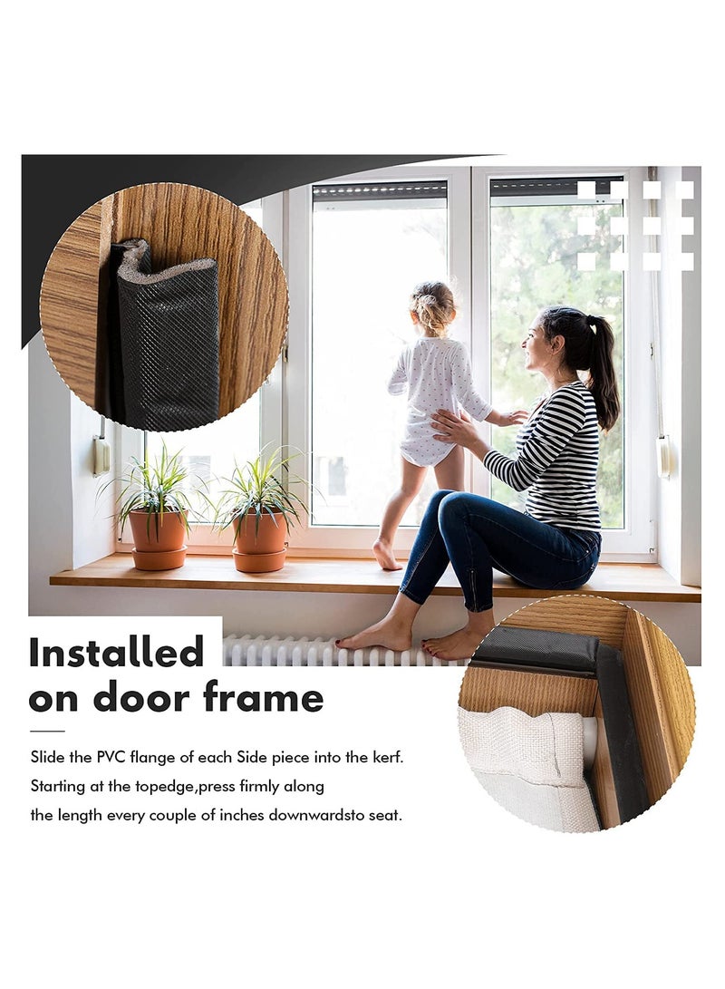 Weatherproof Door Seals & Soundproof Stripping - 40ft Foam Kerf Weather Stripping for Doors & Windows, Easy Card Slot Installation (Black, 13M) - Image 3