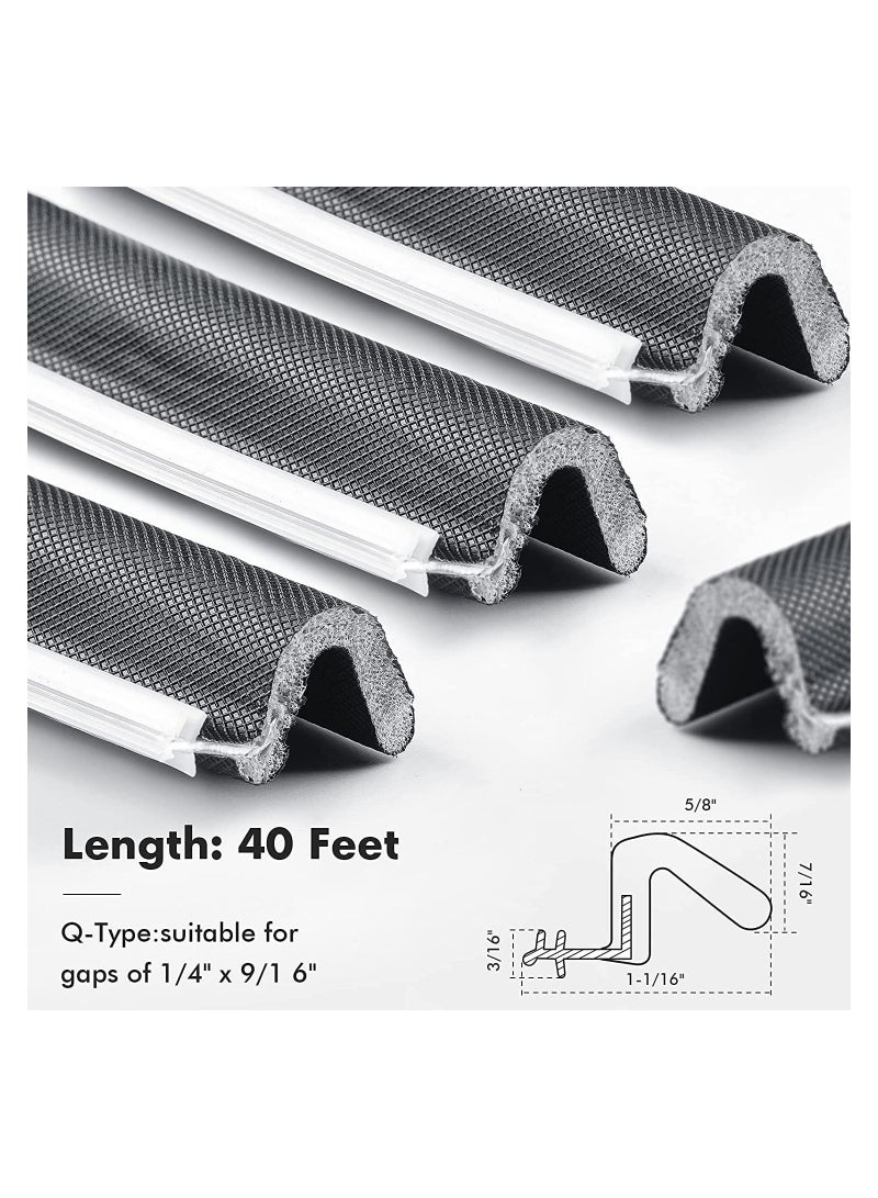 Weatherproof Door Seals & Soundproof Stripping - 40ft Foam Kerf Weather Stripping for Doors & Windows, Easy Card Slot Installation (Black, 13M) - Image 2