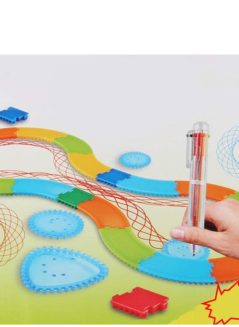 كابتن تيك Spirograph Design Set Geometric Drawing Ruler, Multicolored Professional Plastic Kids Art Painting Tool Durable - Image 4