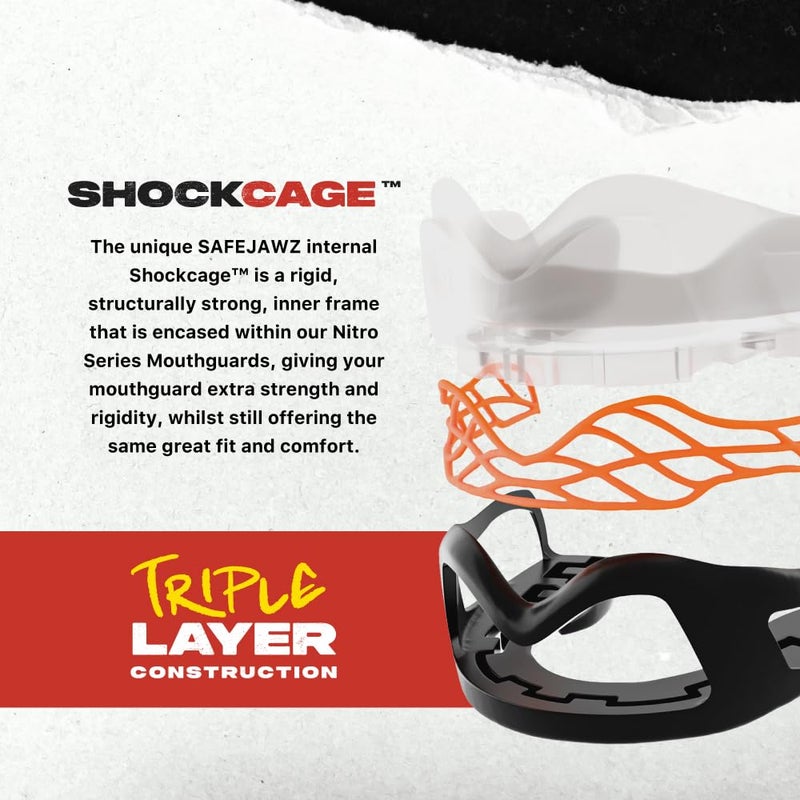 SafeJawz Sports Mouthguard Triple Layer, Premium Shock-Cage Adults Mouth Guard with Case for Basketball, Lacrosse, Football, Martial Arts, Hockey and All Contact Sports (Black) - Image 5