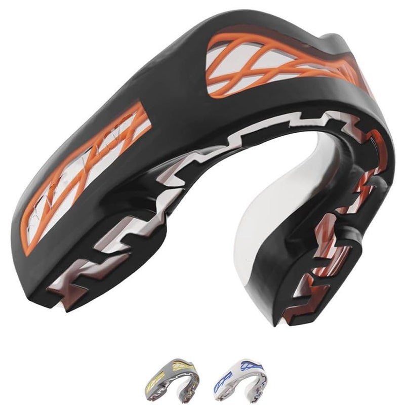 SafeJawz Sports Mouthguard Triple Layer, Premium Shock-Cage Adults Mouth Guard with Case for Basketball, Lacrosse, Football, Martial Arts, Hockey and All Contact Sports (Black) - Image 1