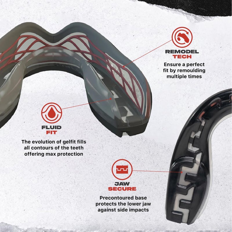 SafeJawz Sports Mouthguard Triple Layer, Premium Shock-Cage Adults Mouth Guard with Case for Basketball, Lacrosse, Football, Martial Arts, Hockey and All Contact Sports (Black) - Image 3