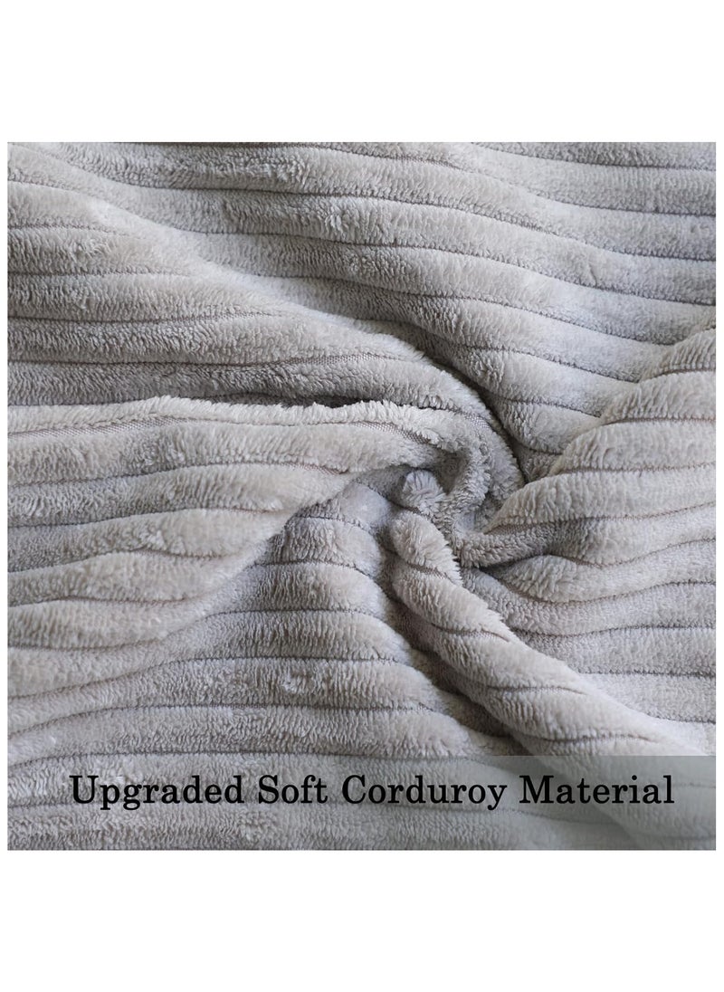 XiuWoo Set of 4 45*45cm Decorative Throw Pillow Covers, Soft Striped Corduroy Pillow Cases Solid Square Home Deco Cushion Cover for Living Room Couch Sofa Bedroom , Neutral  - Image 5