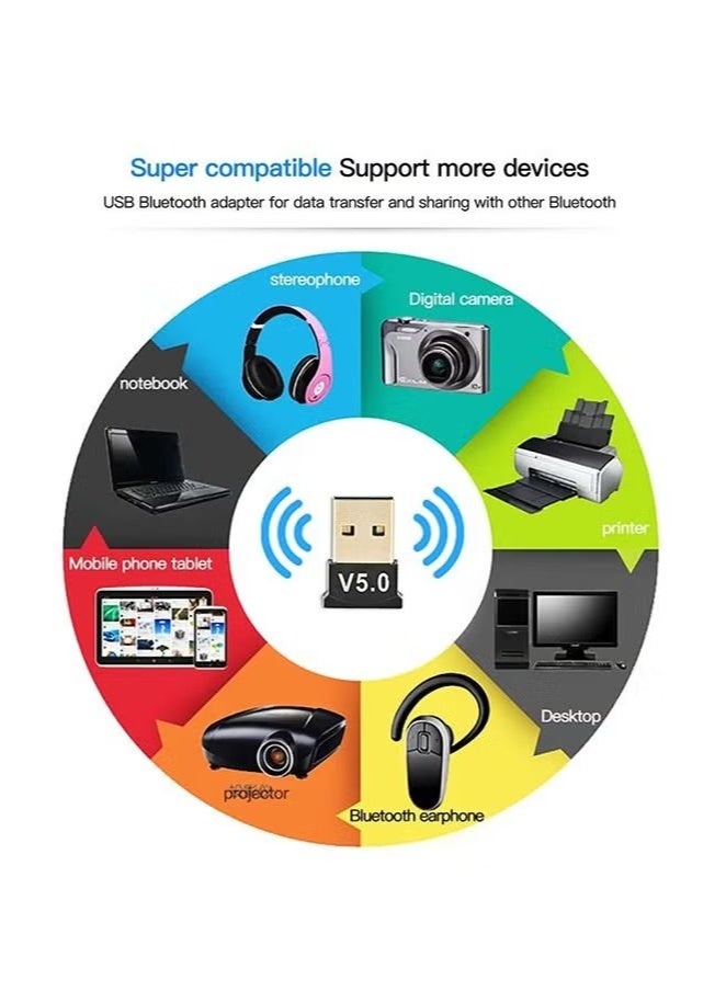 Bluetooth USB Receiver ,USB 5.0 Bluetooth Adapter, Supports Windows 10/8.1/7, Suitable For Desktops, Laptops, Mice, Keyboards, Printers, Headphones - Image 5