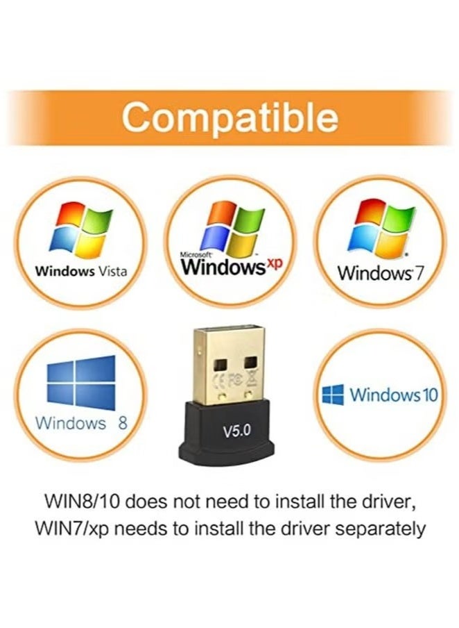 Bluetooth USB Receiver ,USB 5.0 Bluetooth Adapter, Supports Windows 10/8.1/7, Suitable For Desktops, Laptops, Mice, Keyboards, Printers, Headphones - Image 3