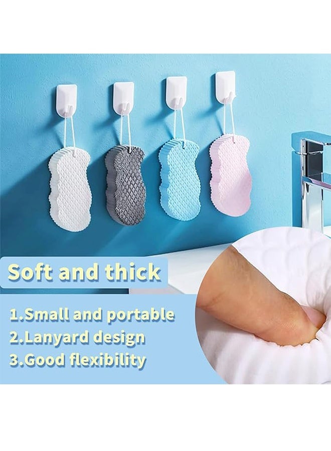Exfoliating Sponges, Set Of 4 (With Hook) Super Soft Magic Exfoliating Bath Sponges, Reusable 3d Shower Sponges For Face, Feet And Full Body, Universal Bath Sponges For Adults And Babies  - Image 4