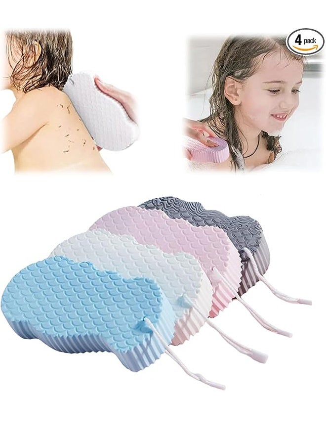 Exfoliating Sponges, Set Of 4 (With Hook) Super Soft Magic Exfoliating Bath Sponges, Reusable 3d Shower Sponges For Face, Feet And Full Body, Universal Bath Sponges For Adults And Babies  - Image 1