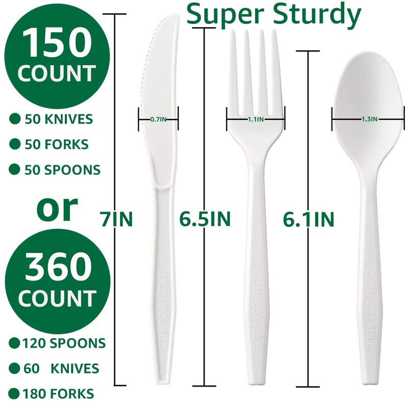 BIOCEAN 100% Compostable No Plastic Knives Forks Spoons Utensils  Heavyweight Heavy Duty Eco Friendly Flatware for Lounge Party Wedding BBQ Picnic Camping - Image 2