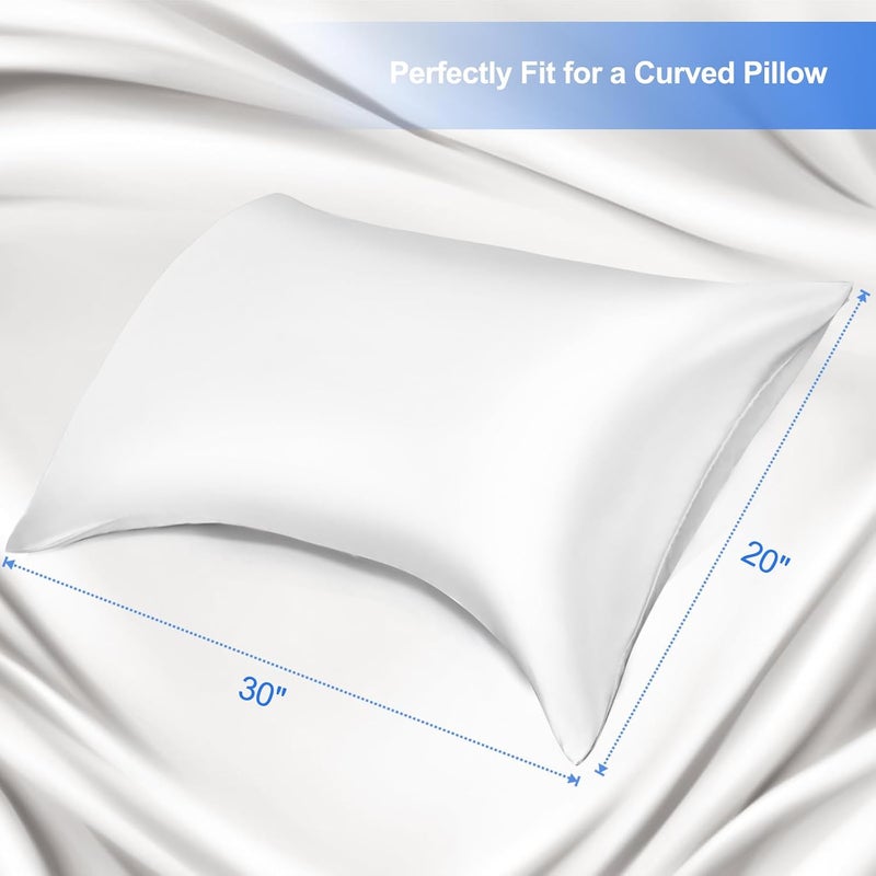 Zelimun Curved Pillow Case, Side Sleeper Pillowcase, White Satin Pillowcase Cover with Zipper, Breathable and Soft, Queen Size 20 x 30 Inches - Image 2