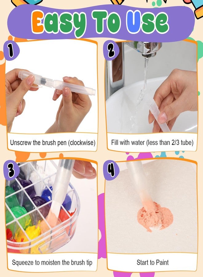 Marspark 40 Pcs 3D Foam Texture Painting Paper Kit with 6 Water Brush Pens Rectangular Square Round Heart Shaped Drawing Canvas Sponge Puffy Paint Sheets for DIY Craft Party Supplies - Image 4