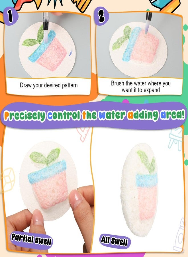 Marspark 40 Pcs 3D Foam Texture Painting Paper Kit with 6 Water Brush Pens Rectangular Square Round Heart Shaped Drawing Canvas Sponge Puffy Paint Sheets for DIY Craft Party Supplies - Image 5