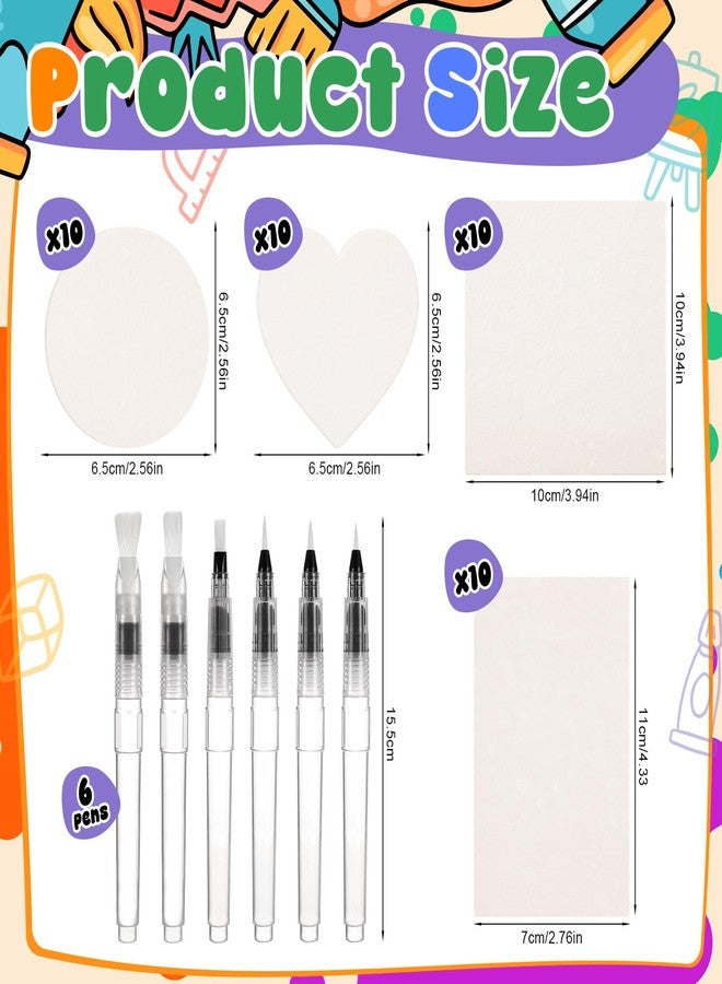 Marspark 40 Pcs 3D Foam Texture Painting Paper Kit with 6 Water Brush Pens Rectangular Square Round Heart Shaped Drawing Canvas Sponge Puffy Paint Sheets for DIY Craft Party Supplies - Image 2