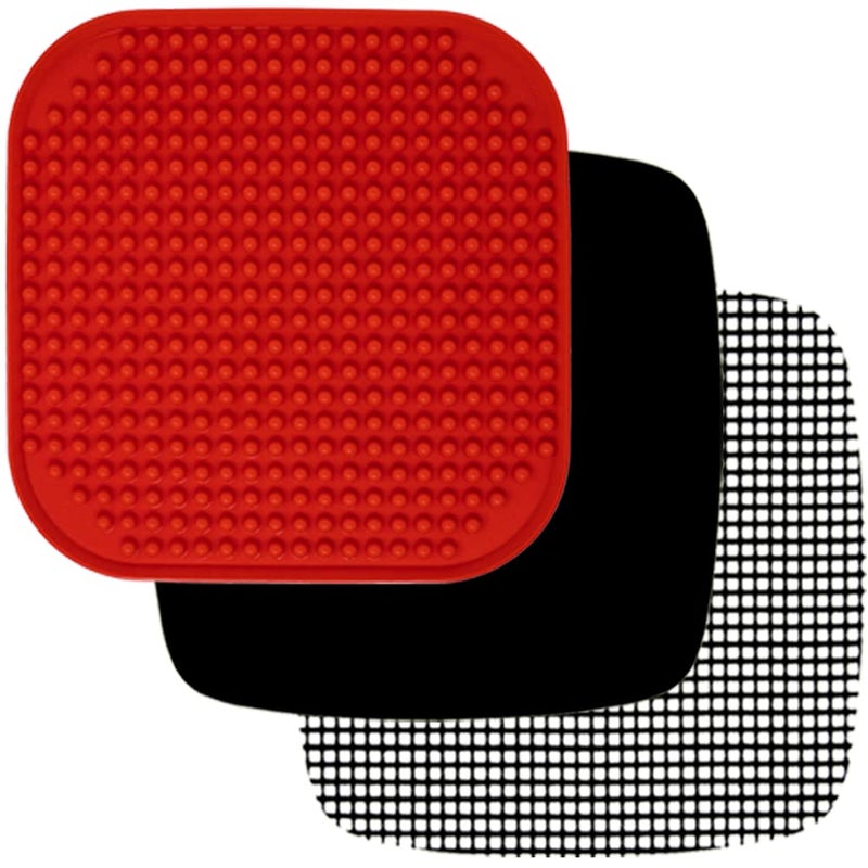 INFRAOVENS Air Fryer Liners Set of 3 with Silicone Mat Heat Resistant Mats for Air Fryer Compatible with Dreo Dash Philips Emeril Lagasse  more Air Fryer Parchment Paper Liners Replacement Reusable Mats 