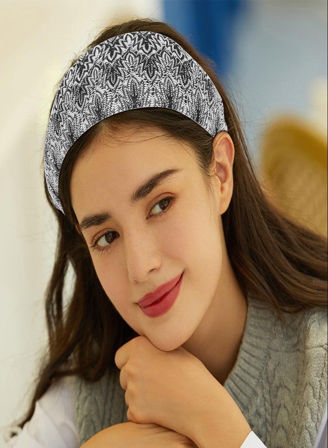 ACO-UINT Gray Headband for Women, Boho Wide Headbands Thick Headbands with Teeth, Large Head Bands for Women's Hair Turban Hairbands Hair Accessories for Women - Image 3