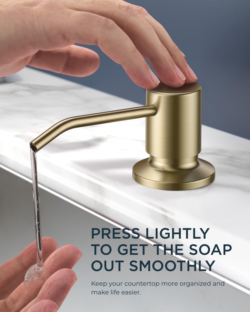 FORIOUS Kitchen Faucet with Soap Dispenser, Gold Stainless Steel Spring Sink Faucet with Pull Down Sprayer Transitional Single Handle for Pot Filler, Farmhouse Camper Bar Laundry Room - Image 4