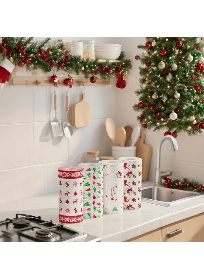 Christmas Kitchen Paper Towels 3 Ply Disposable Dry Wet Dual Use Printed Embossed - Image 2