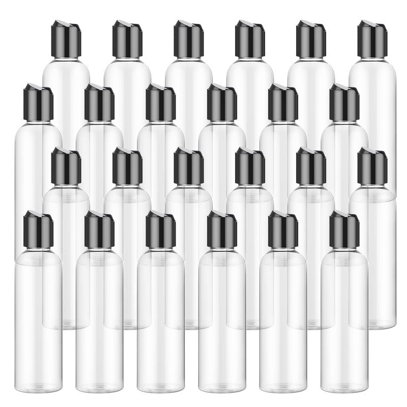24 Pcs 68 oz Clear Plastic Empty Bottles Refillable Containers with Disc Cap Travel Shampoo Bottles for Shampoo Lotions Creams Liquid Cosmetic Body Soap