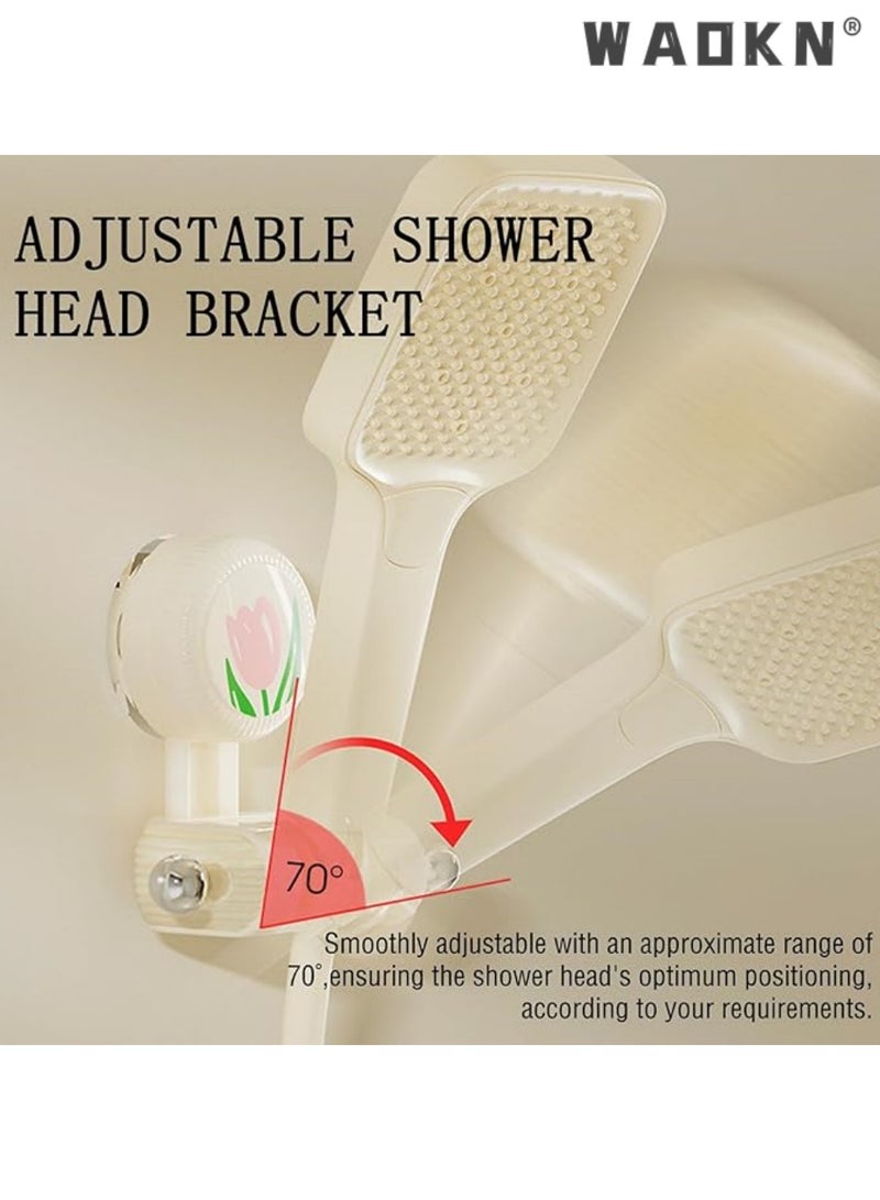 دبليو أيه أو كي أن حامل رأس دش محمول - حامل كأس شفط قابل للتعديل لخطاف حائط الحمام للمناشف وكرة الاستحمام ولوفة الاستحمام، متوسط، أبيض - Image 4