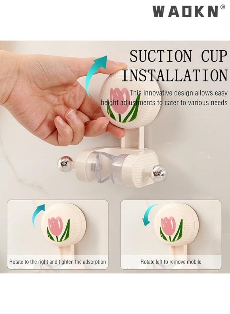 دبليو أيه أو كي أن حامل رأس دش محمول - حامل كأس شفط قابل للتعديل لخطاف حائط الحمام للمناشف وكرة الاستحمام ولوفة الاستحمام، متوسط، أبيض - Image 2