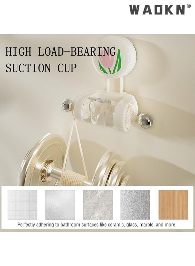 دبليو أيه أو كي أن حامل رأس دش محمول - حامل كأس شفط قابل للتعديل لخطاف حائط الحمام للمناشف وكرة الاستحمام ولوفة الاستحمام، متوسط، أبيض - Image 5