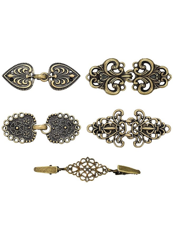 MaehSab Weater Clip, 5 Pcs Retro Shawl Sweater Clips, Maehsab Vintage Cardigan Clips For Women Clothing, Sweater Clasps, Shawl Pin, Halloween Sweater Clips For Cardigans, Cloak Clasp For Girl Women - Image 1