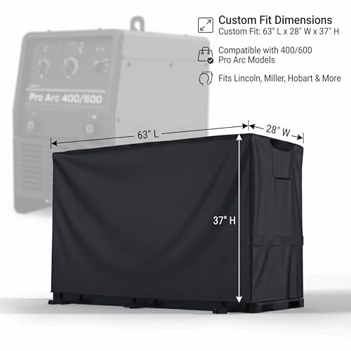 Wulbesin Engine Driven Welder Cover Heavy Duty 1000D Waterproof 63x28x37 Welding Machine Cover with Zipper Breathable Vents Fits Lincoln Miller Hobart 400600 Pro Arc Welders - Image 3