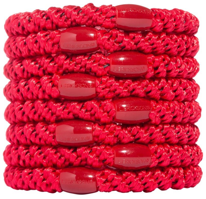 L. Erickson Grab & Go Pony - Red - 8 Pack Ponytail Holder Hair Ties