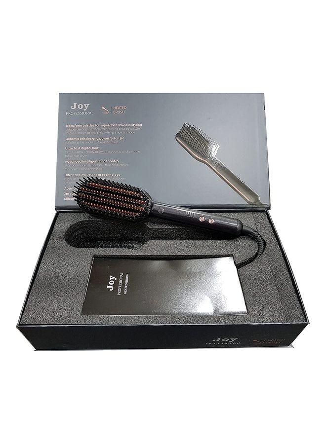 JOY CARE Professional Heated Hair Straightening Brush – Fast Heating Electric Styling Comb with Anti-Scald Design, Ionic Technology for Frizz Control and Smooth Finish – Multiple Heat Settings for All Hair Types – Lightweight Black Styling Tool for Salon-Quality Results at Home - Image 1