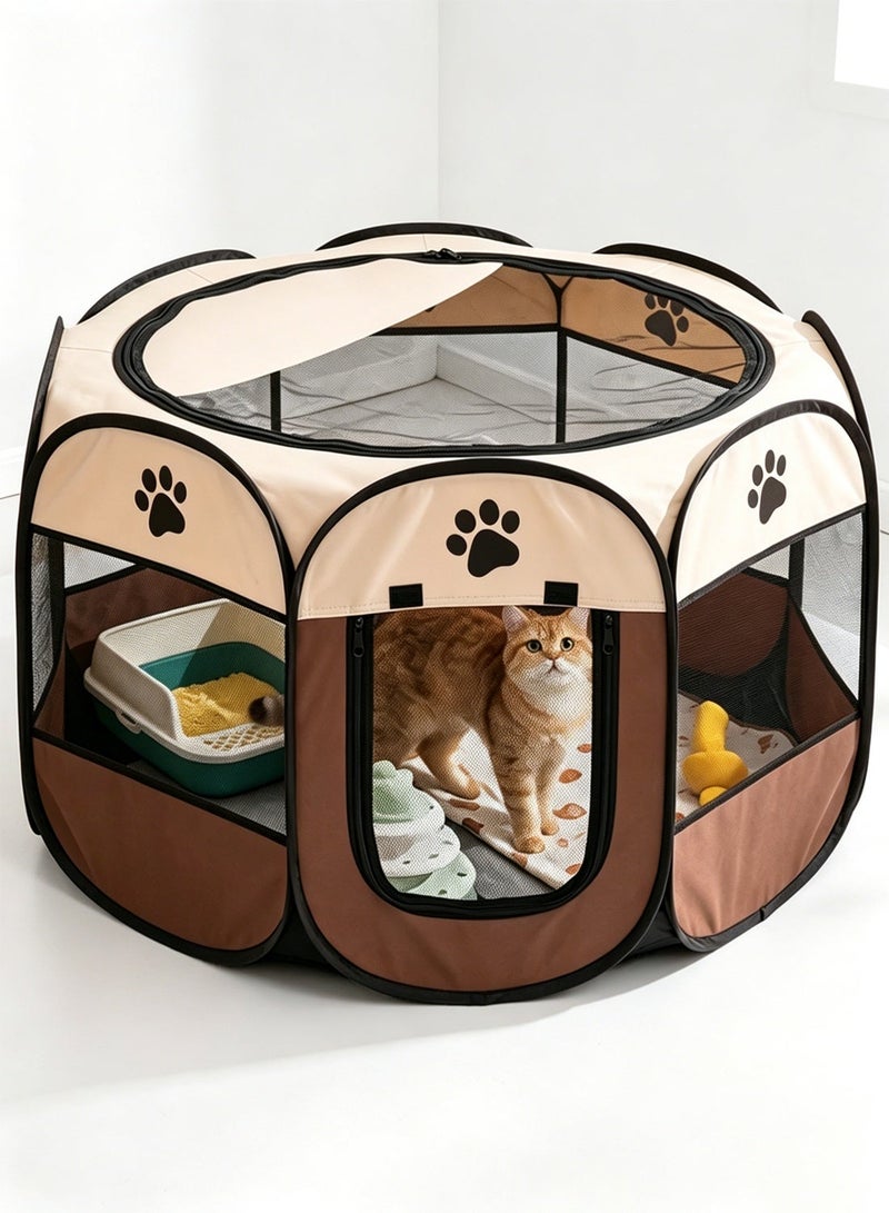 شاربدو قابل للطي الكلب Playpen القطة Playpen الكلب والقطة السياج الداخلي / في الهواء الطلق مع السحاب القابل للإزالة أعلى بيت الحيوانات الأليفة للحيوانات الأليفة / الكلاب / القطط / الأرانب خيمة قفص ناعم - Image 1