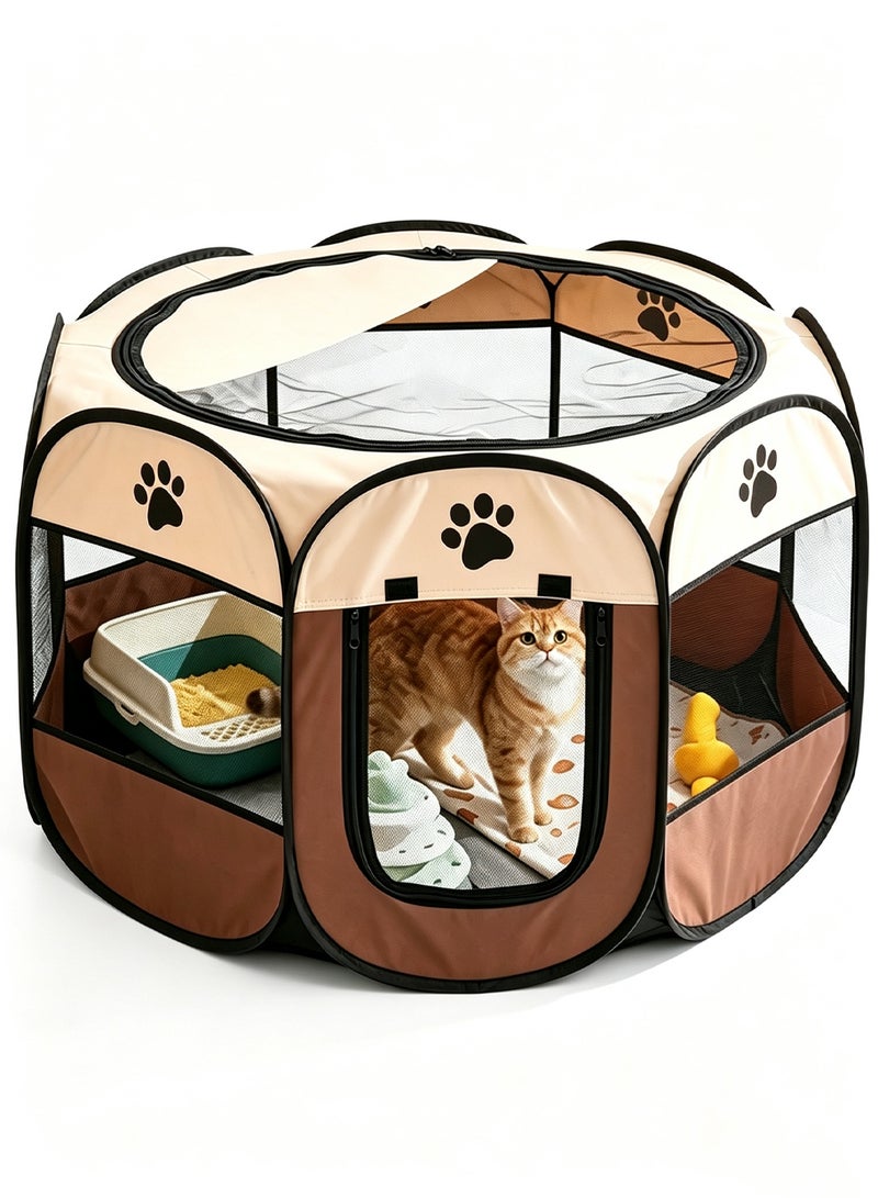 MaBaby Foldable Dog Playpen Cat Playpen Dog and Cat Fence Indoor/Outdoor with Removable Zipper Top Pet House for Pets/Dogs/Cats/Rabbits Soft Cage Tent - Image 1