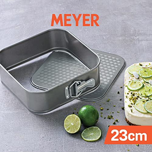 Meyer Bakemaster Carbon Steel Non Stick Square Springform Cake Pan | Cake Mould | Sqaure Cake Tin | Nonstick Bakeware | Baking Essentials | Baking Tray Square Pan, 23 cm, Grey - Image 2