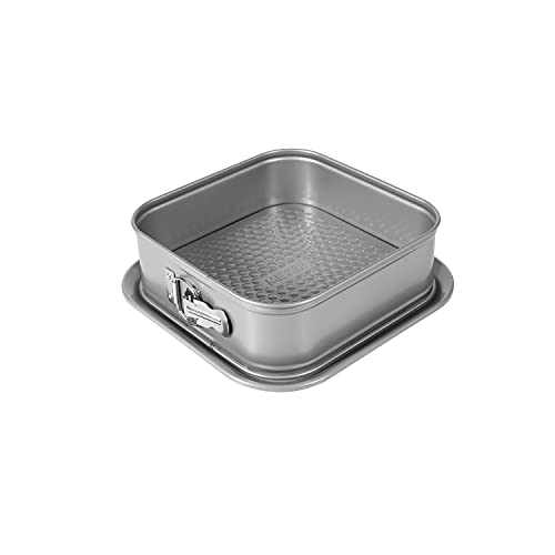 Meyer Bakemaster Carbon Steel Non Stick Square Springform Cake Pan | Cake Mould | Sqaure Cake Tin | Nonstick Bakeware | Baking Essentials | Baking Tray Square Pan, 23 cm, Grey - Image 1