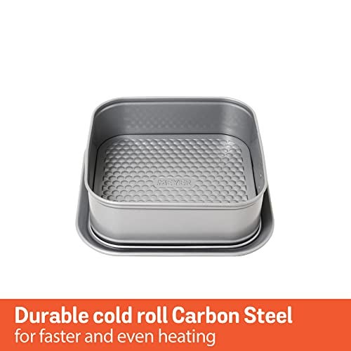 Meyer Bakemaster Carbon Steel Non Stick Square Springform Cake Pan | Cake Mould | Sqaure Cake Tin | Nonstick Bakeware | Baking Essentials | Baking Tray Square Pan, 23 cm, Grey - Image 4