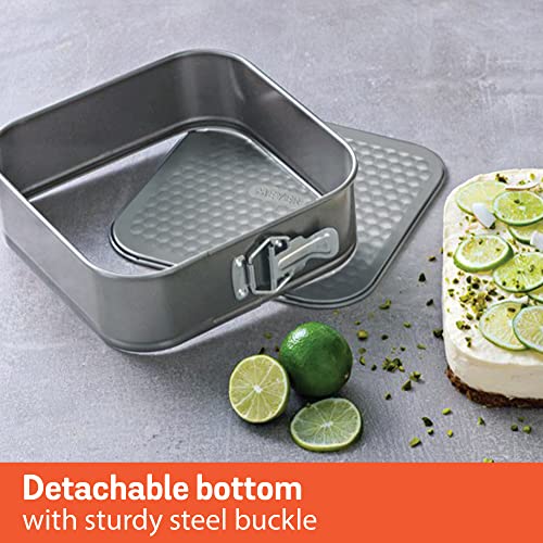 Meyer Bakemaster Carbon Steel Non Stick Square Springform Cake Pan | Cake Mould | Sqaure Cake Tin | Nonstick Bakeware | Baking Essentials | Baking Tray Square Pan, 23 cm, Grey - Image 5