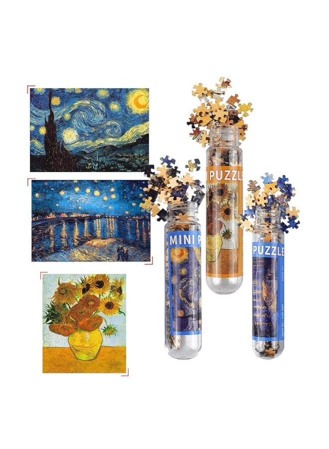 ChengQiSM Small Jigsaw Puzzles for Adults Mini Puzzles 150 Pieces Small Puzzles Micro Piece Puzzles Starry Night Rhone River Sunflower Puzzles 6 x 4 Inches 3 Pack - Image 3