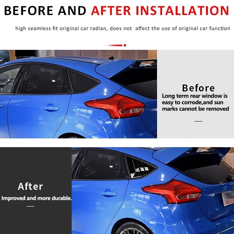 For 2012-2018 Ford Focus Bright Black Exterior Rear Triangular Louver Window Decoration Modification Accessory - Image 4